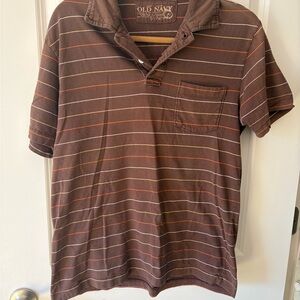 Old Navy Men's Polo with Brown and Orange Stripes